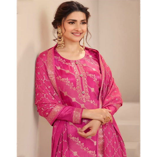 Pink Color Roka Nikah Wear Salwar Kameez Plazzo Suits Plus Size Stitched Plazzo Suits