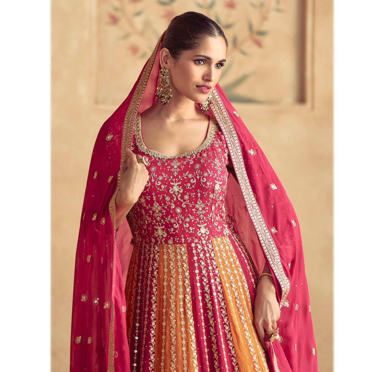 Indian Wedding Designer Heavy Georgette Fabric Party Wear Anarkali Gown Suit