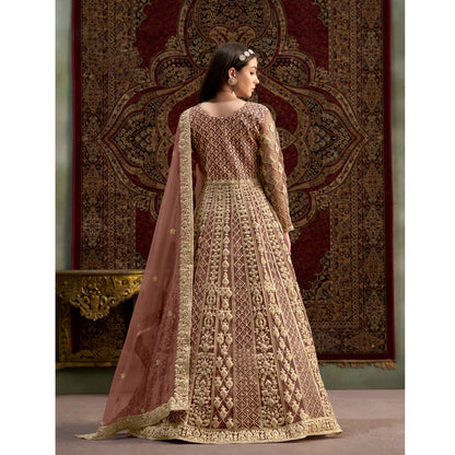 Pakistani Roka Nikah Wear Santoon Fabric & Embroidery Work Anarkali Gown Suit