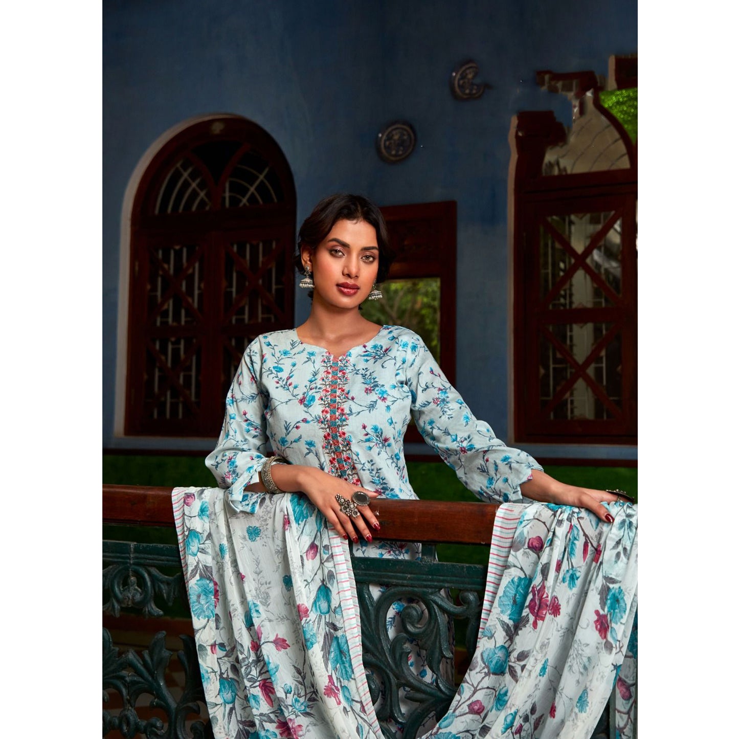 Attractive Designer Printed Work Salwar Kameez Plazzo Pant Suit's