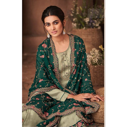 Attractive Chinon Fabric Designer Salwar Kameez Pant Suit With Santoon Dupatta