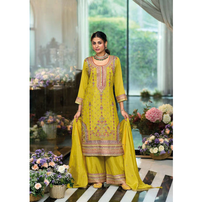 Attractive Designer Chinon Fabric Emboidery Work Salwar Kameez Plazo Suits