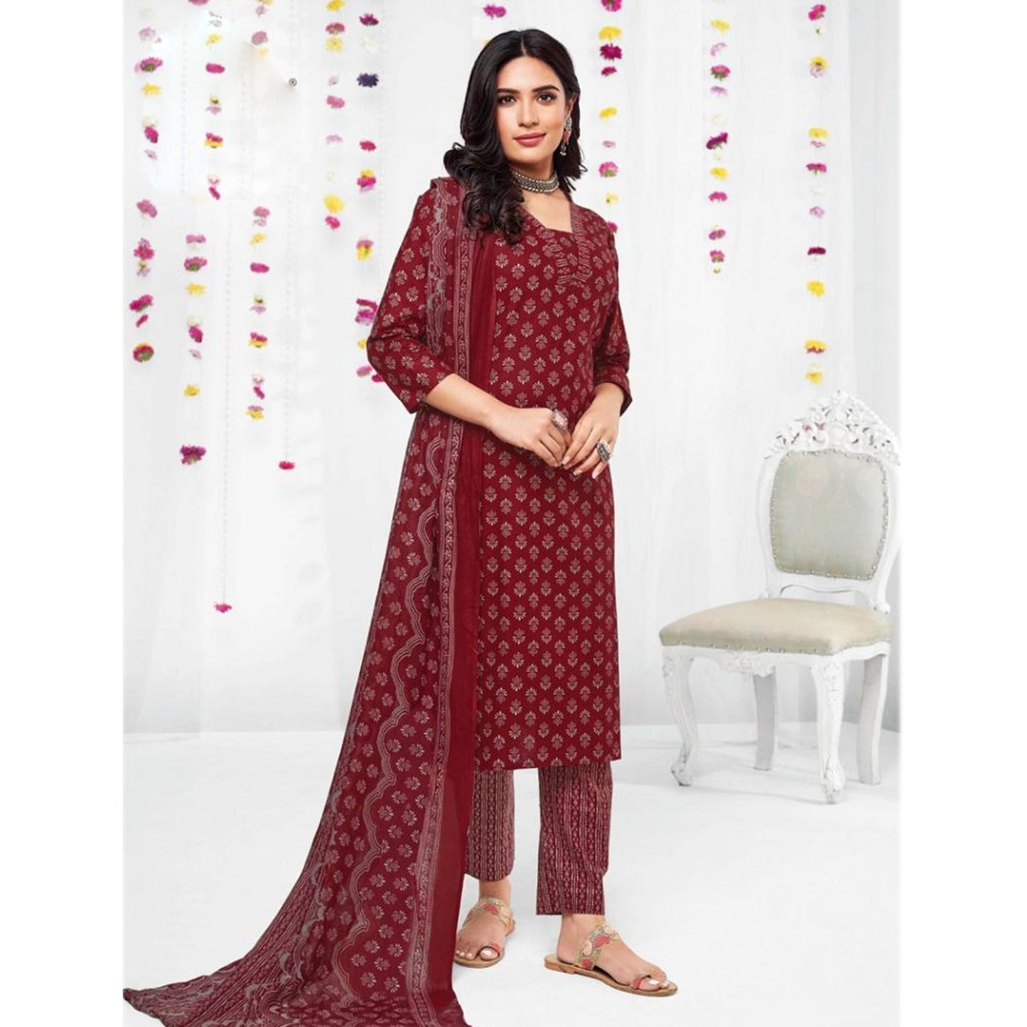 Beautiful Design Digital Print Work Cotton Fabric Salwar Kameez Plazzo Pant Suit