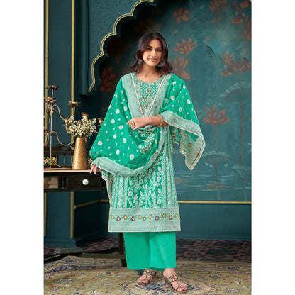 Indian Jacquard Designer Handwork Salwar Kameez Plazzo Pant Suits Designer Dupatta