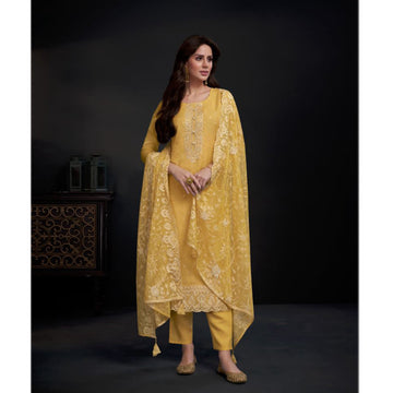 Eid Special Crystal Organza With Embrodery Work Salwar Kameez Pant Suit