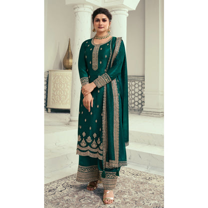 Green Color Indian Wedding Wear Salwar Kameez Suits Ready to Wear Women's Plazzo Dress