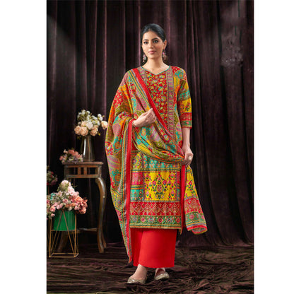 Gorgeous Designer Digital Printed & Mirror Work  Salwar Kameez Plazzo Pant Suit With Dupatta