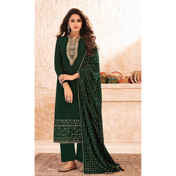 Green Color Gorgeous Salwar Kameez Suits With Beautiful Embroidered Dupatta Suits