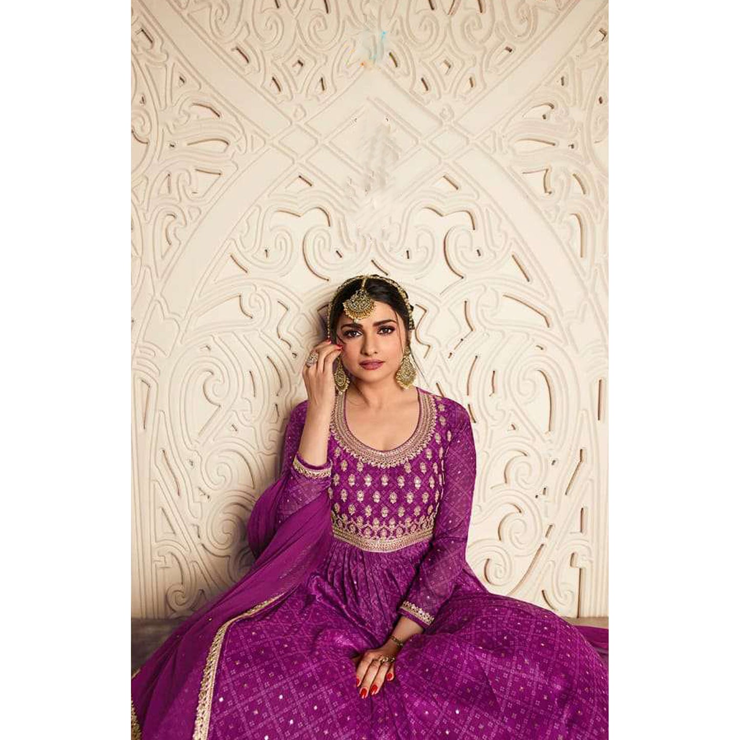 Indian Designer Heavy Embroidery Work & Sequence Anarkali Gown Suit