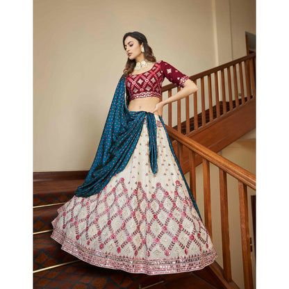 Indian Designer Ready To Wear Lehenga Choli Heavy Embroidery Sequence Work Wedding Wear Skirt