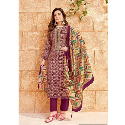 Pakistani Designer Foil Printed With Neck Embroidery Work Salwar Kameez Plazzo Pant Suits