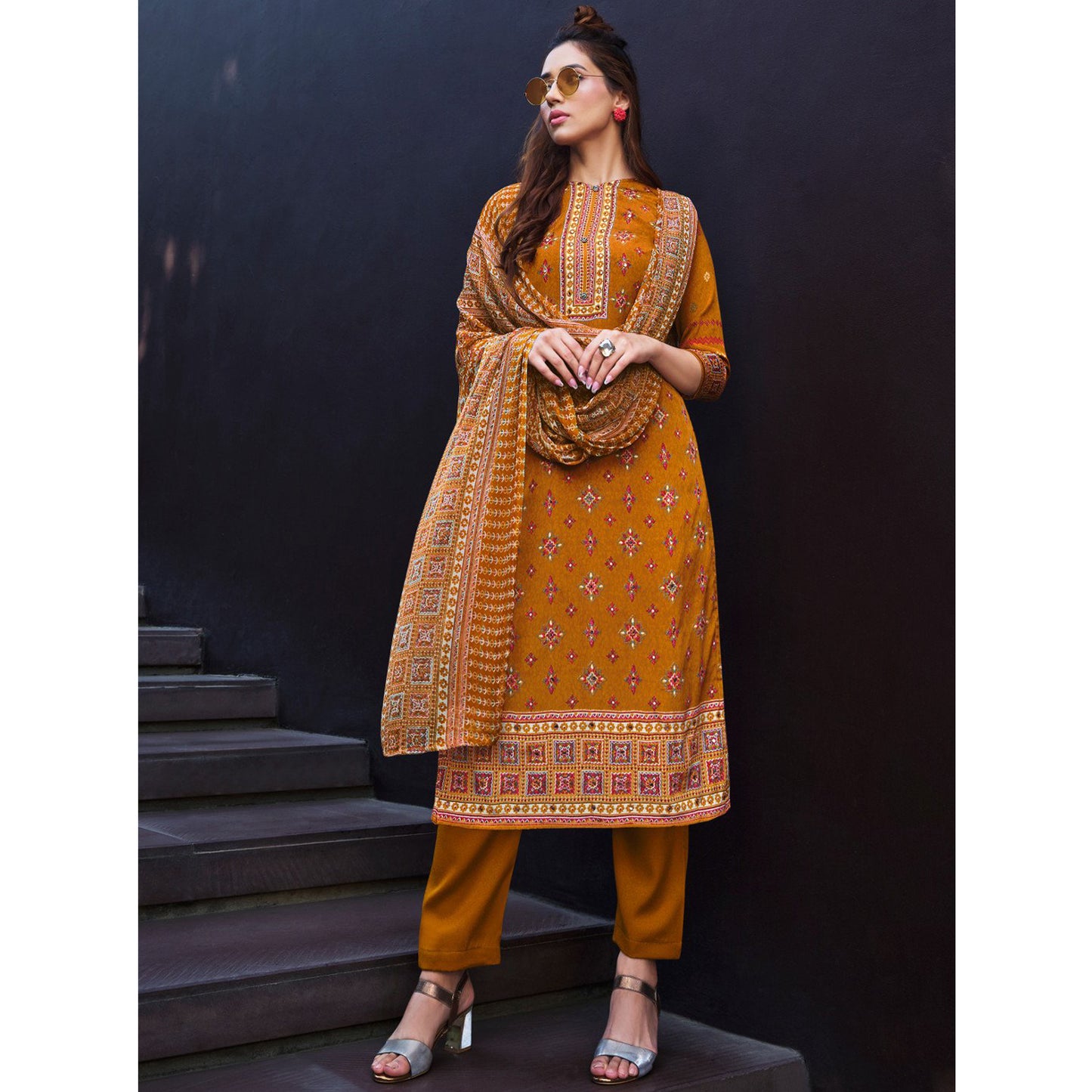 Eid Ramadan Special Santoon Fabric Digital Style Salwar Kameez Pant Style Suits