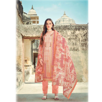 Stylish Designer Pure Cotton Fabric Embroidery Work Mal Mal Print Salwar Kameez Plazzo Pant Suit