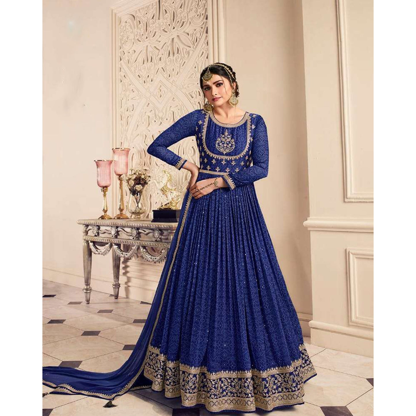 Designer Heavy Embroidery Work & Sequence Anarkali Gown Suit