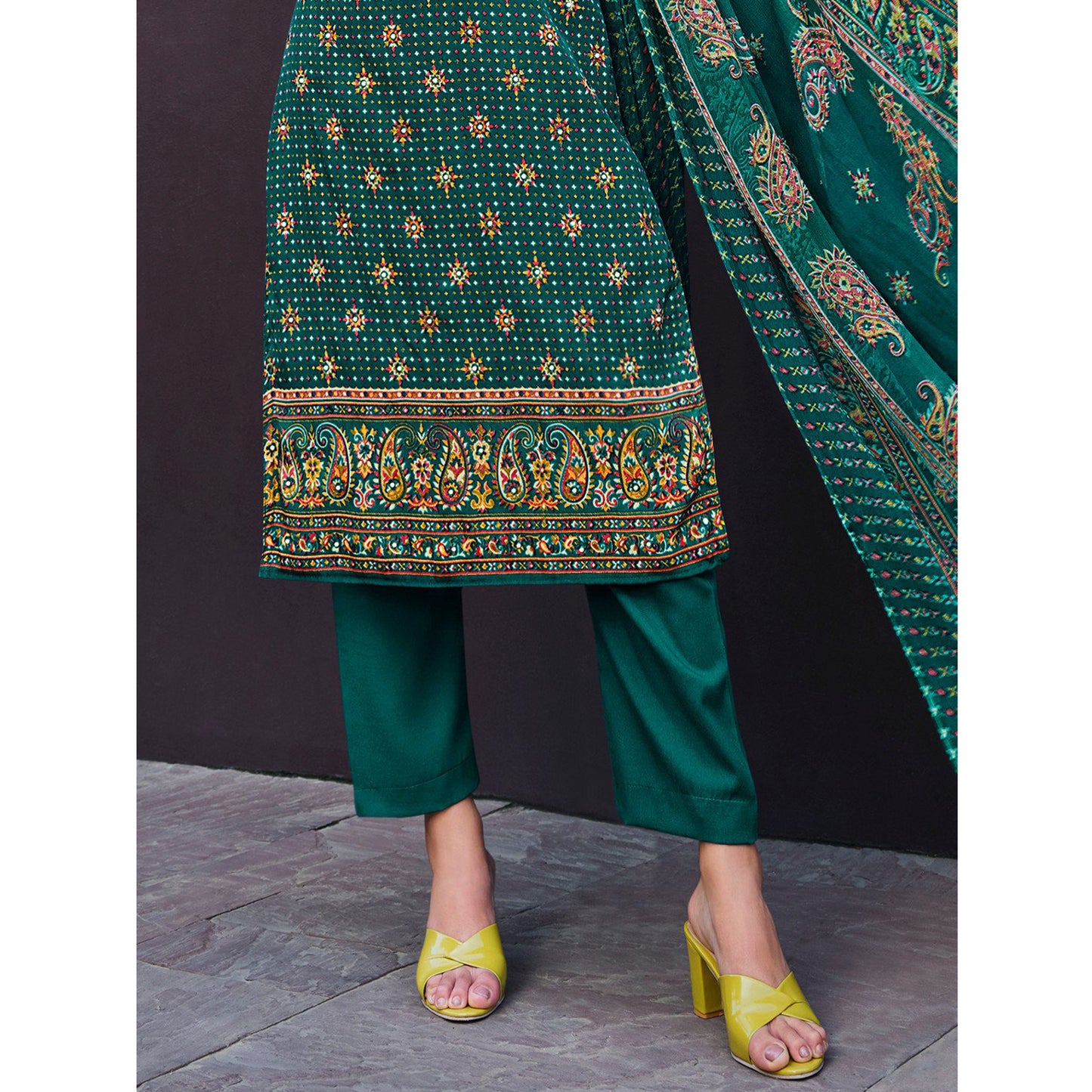 Digital Print Mirror Work Ready To Wear Salwar Kameez Pant Suit's