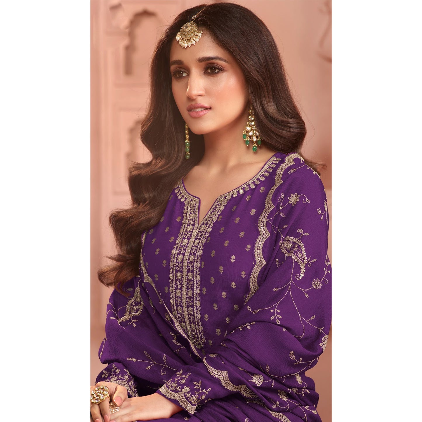 Heavy Embroidery Work Shalwar Kameez Palazzo-pant Suits With Heavy Dupatta