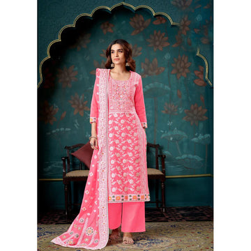 Festival Wear Jacquard Designer Work Salwar Kameez Plazzo Pant Suits