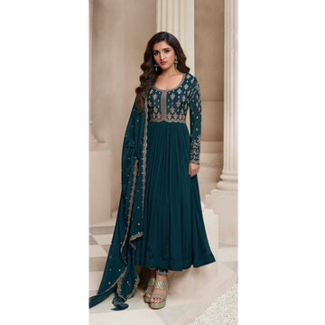 South Asian Women's Wear Chinon Fabric Anarkali Suits Readymade Stylish Dress