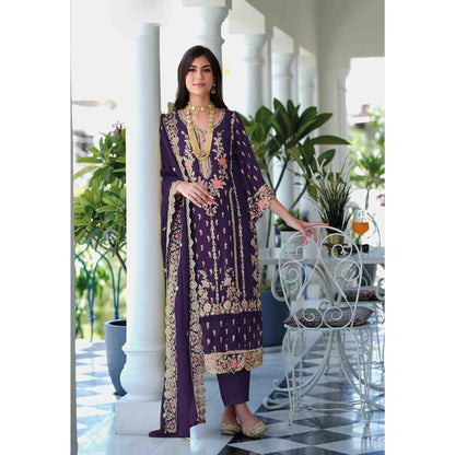 Eid Ramadan Party Wear & Thread Embroidery Worked Shalwar Kameez Pant Suits