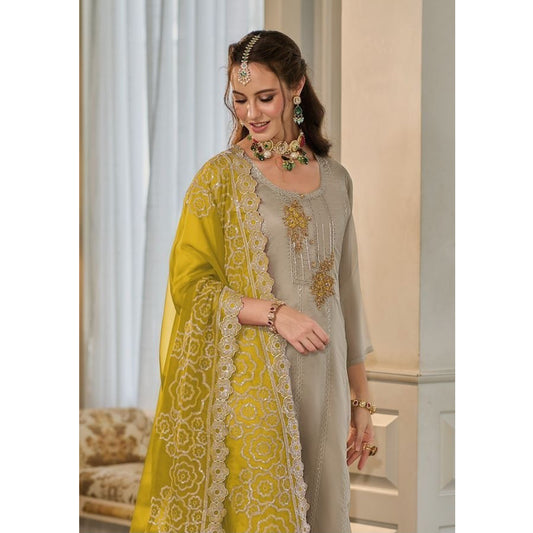 Exclusive Designer Ready to Wear Organza Embroidery Work Salwar Kameez Pant Suit