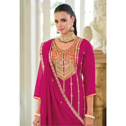 Indian Function Wear Salwar Kameez Palazzo Suits Pink Color Regular Size Outfits