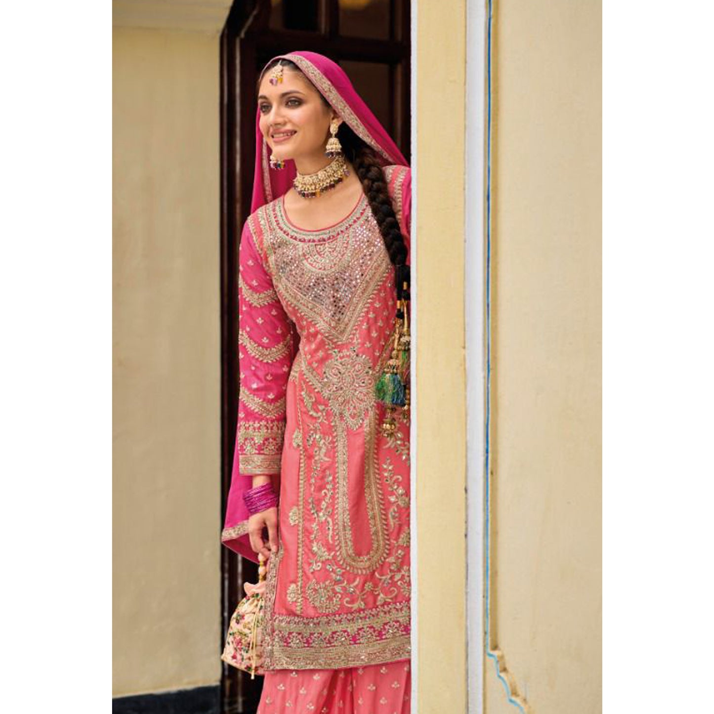 Eid Ramdan Wear Heavy Embroidery Work Stitched Designer Shalwar Kameez Plazzo Suits