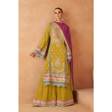 Women's Wear Heavy Embroidery Work Special Wedding Haldi Event Wear Salwar Kameez Plazzo Suits