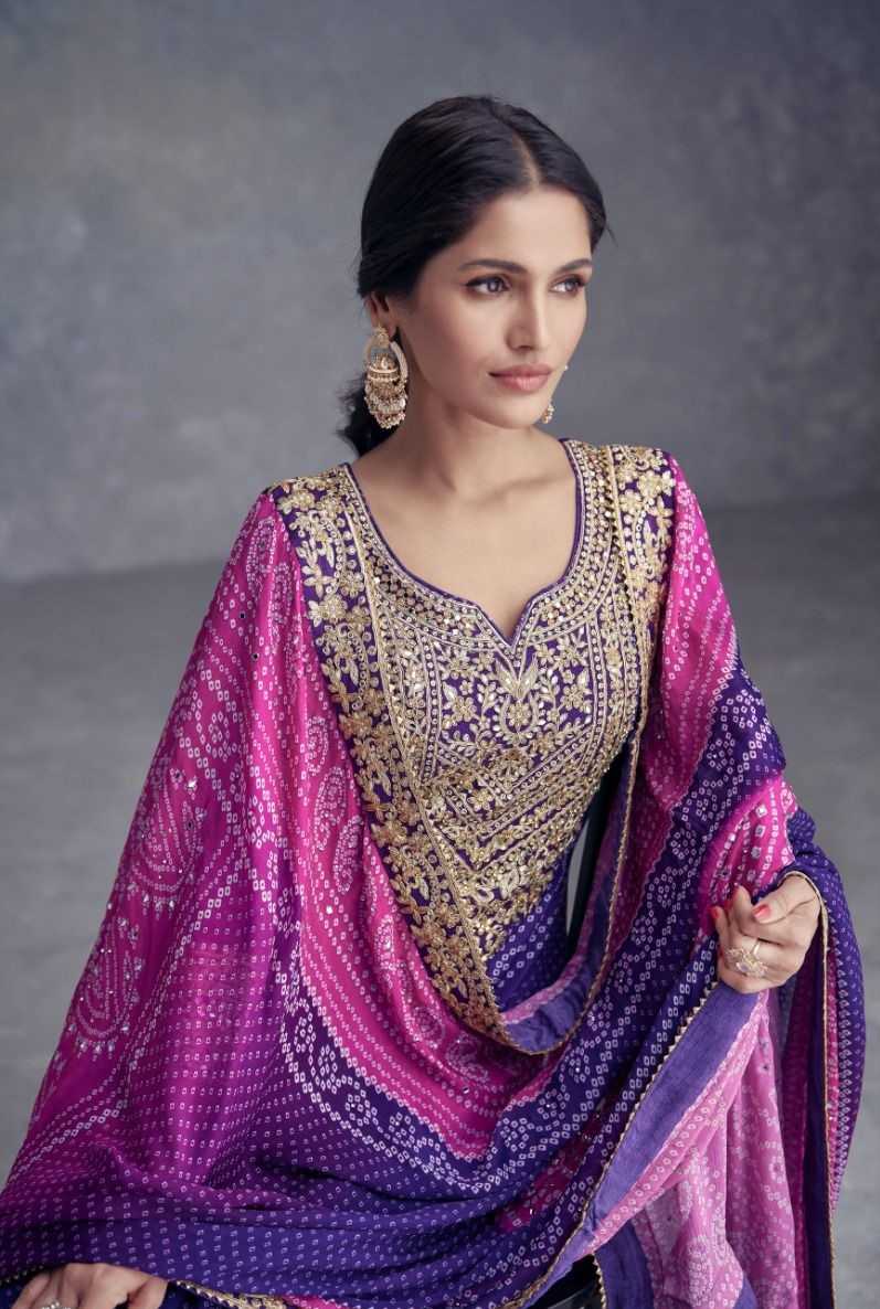 Royal Purple Colorful Indian Pakistani Designer Salwar Kameez Plazzo Suits