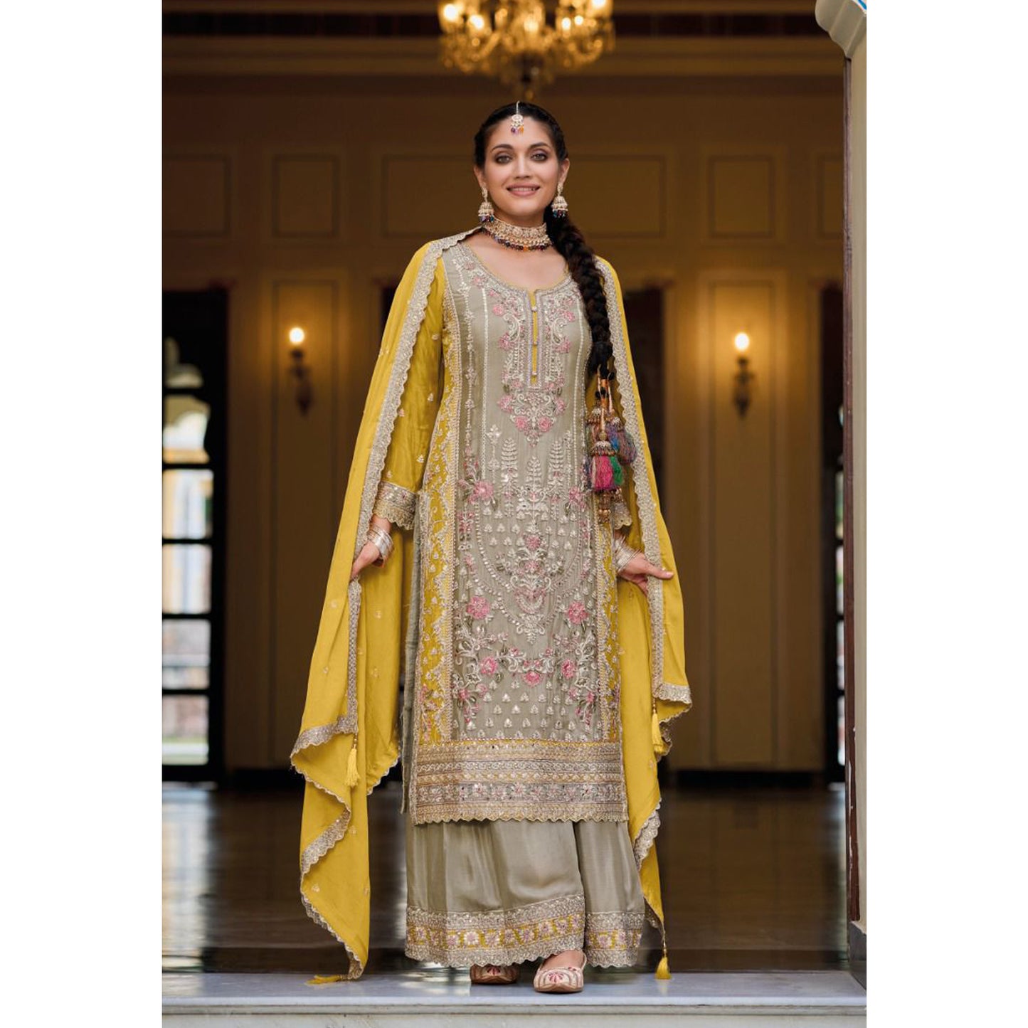 Eid Ramdan Wear Heavy Embroidery Work Stitched Designer Shalwar Kameez Plazzo Suits