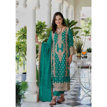 Eid Ramadan Party Wear Thread Embroidery Worked Shalwar Kameez Pant Suits