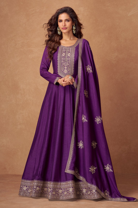 Reception Function Anarkali Long Gown Heavy embroidery and Dupatta