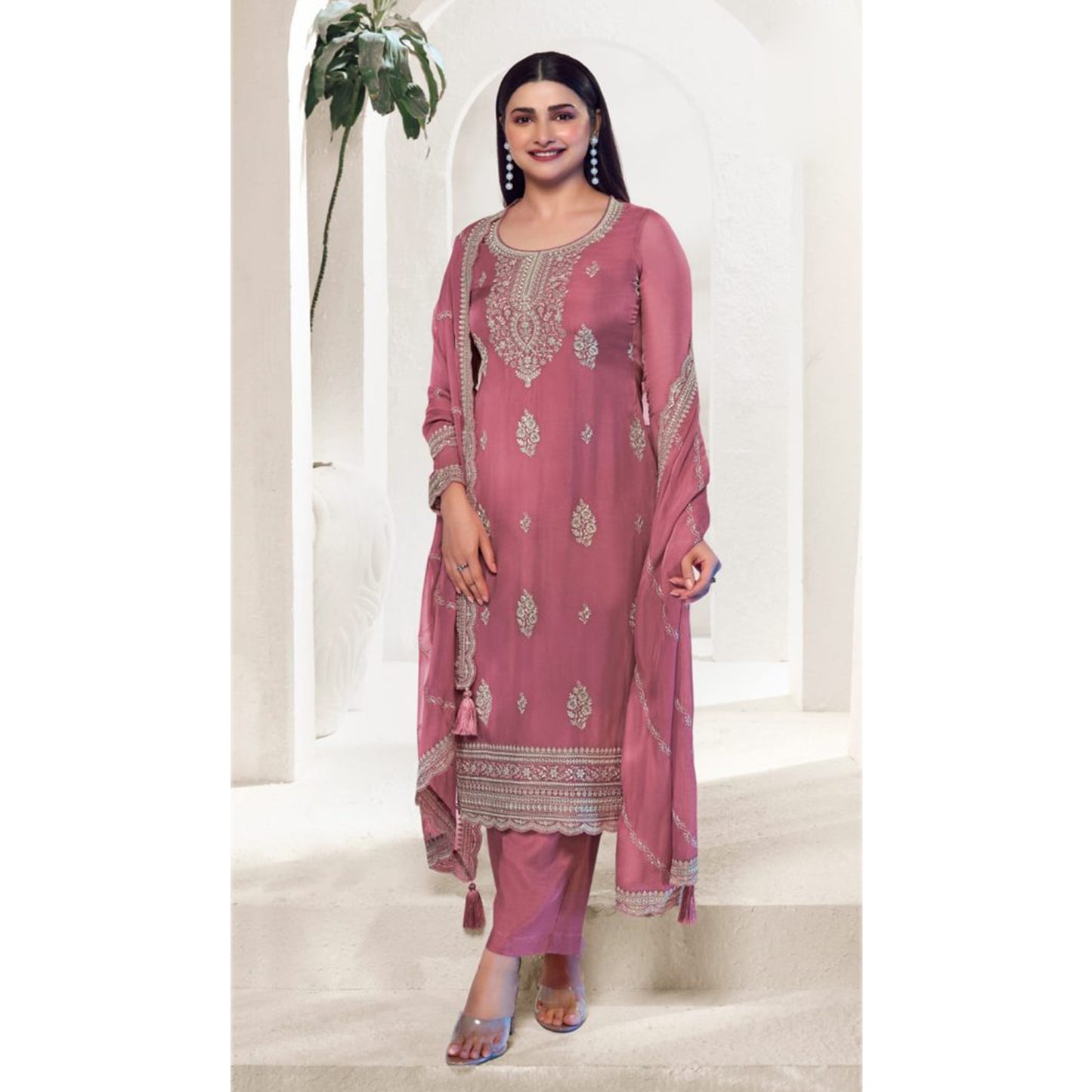 Wedding Function Wear Embroidery Work Salwar Kameez Palazzo - Pant Suits