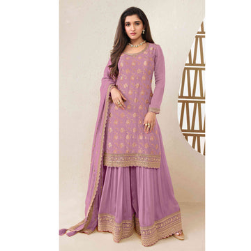 Indian Bollywood Designer Chinon Jacquard Fabric Salwar Kameez Plazzo Suit