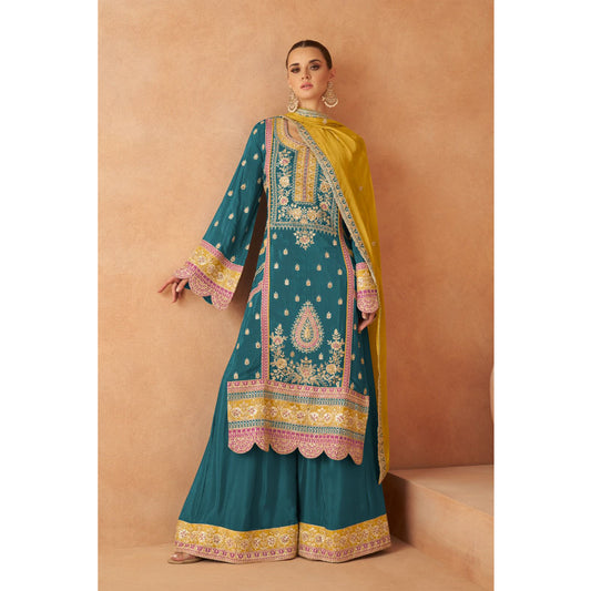 Women's Wear Heavy Embroidery Work Special Wedding Haldi Event Wear Salwar Kameez Plazzo Suits