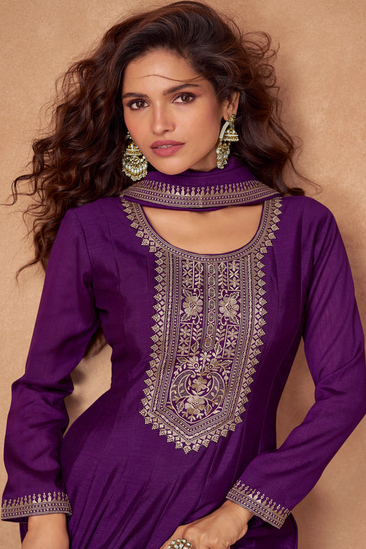 Reception Function Anarkali Long Gown Heavy embroidery and Dupatta