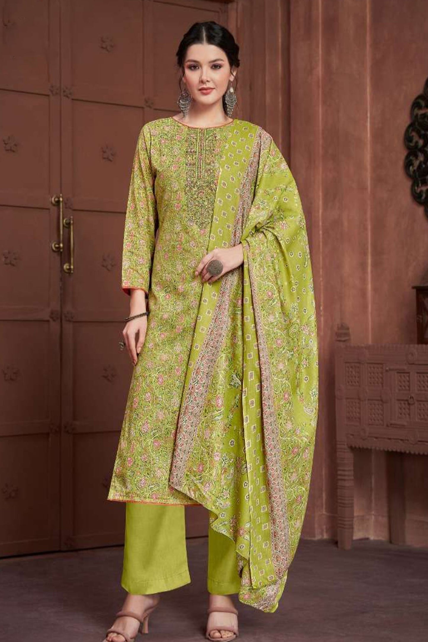 Bollywood Stylish Designer Cotton Fabric Embroidery Work Salwar Kameez Plazzo Pant Suit