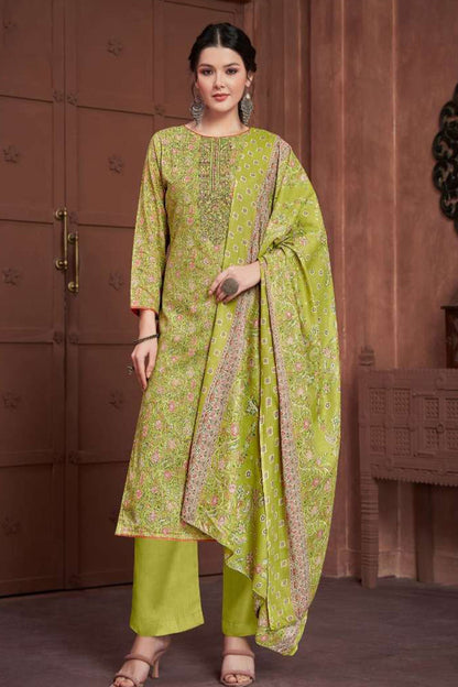 Bollywood Stylish Designer Cotton Fabric Embroidery Work Salwar Kameez Plazzo Pant Suit