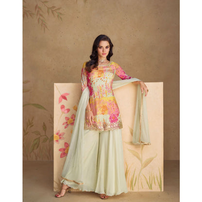 Special Indian Wedding Reception Wear Heavy Embroidery Work Salwar Kameez Sharara Suits