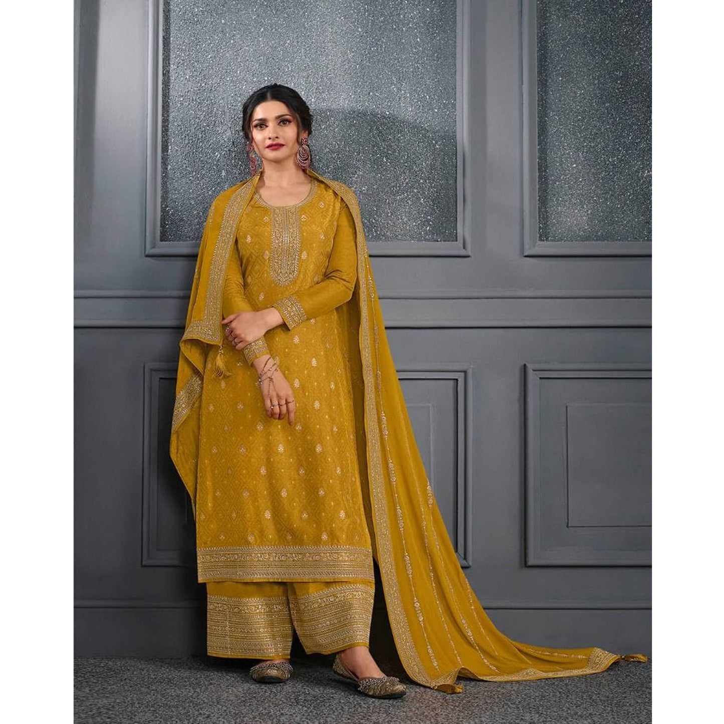 Indian Wedding Wear Georgette With Embroidery Work Salwar Kameez Plazzo Suit