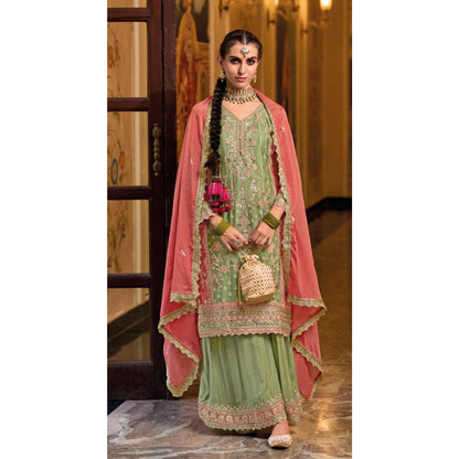 Eid Ramdan Wear Heavy Embroidery Work Stitched Designer Shalwar Kameez Plazzo Suits