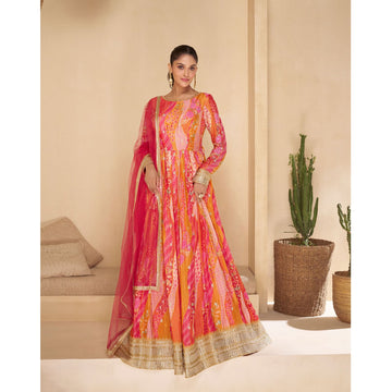 Event Wedding Function Wear Real Gerogette Fabric Anarkali Gown Suit