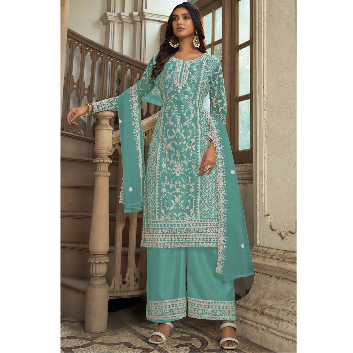 Trending Heavy Design Butterfly Net With Embroidery Work Salwar Kameez Plazzo Suits