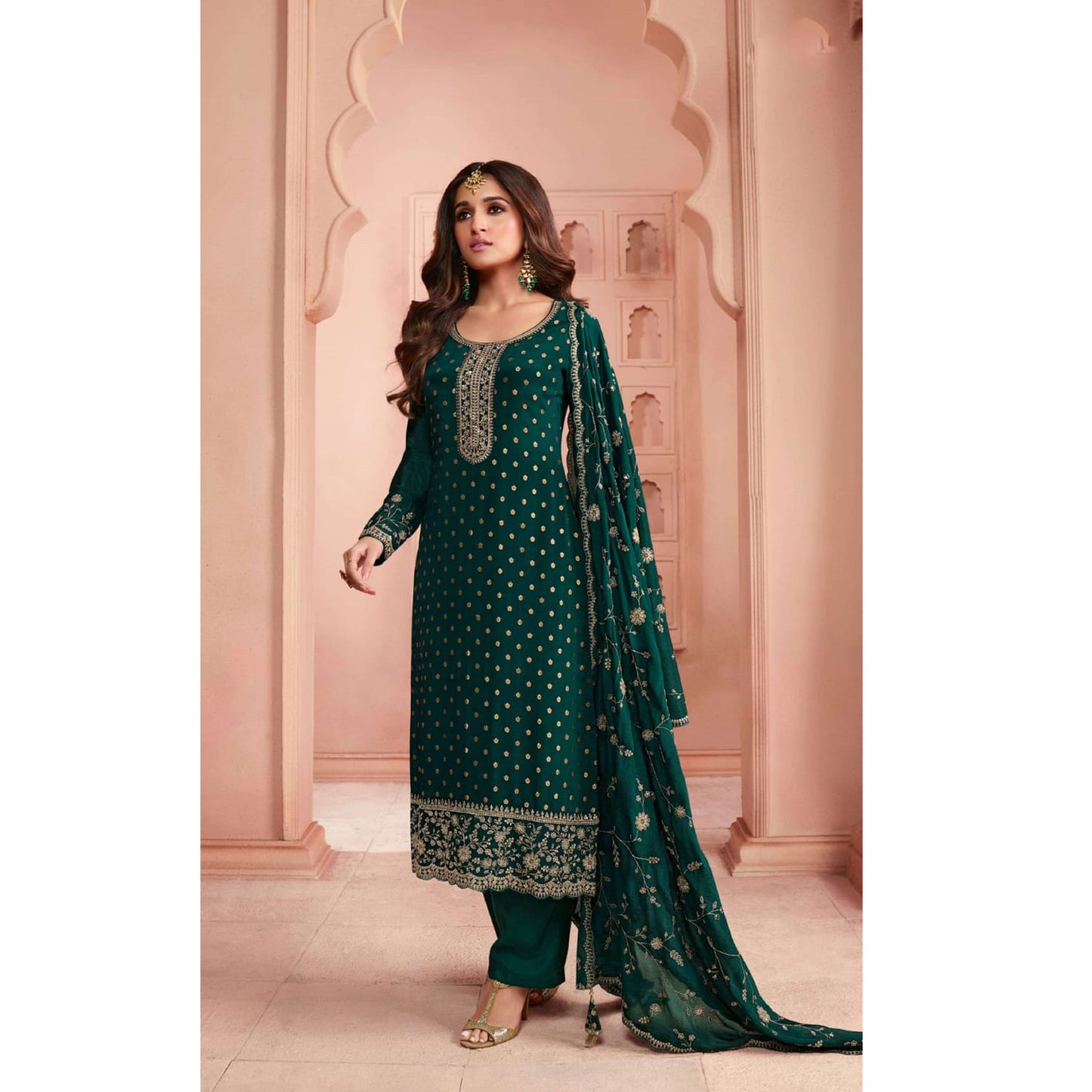 Summar Special Trendy Designer jacquard With Embroidery Work Salwar Kameez-Pant