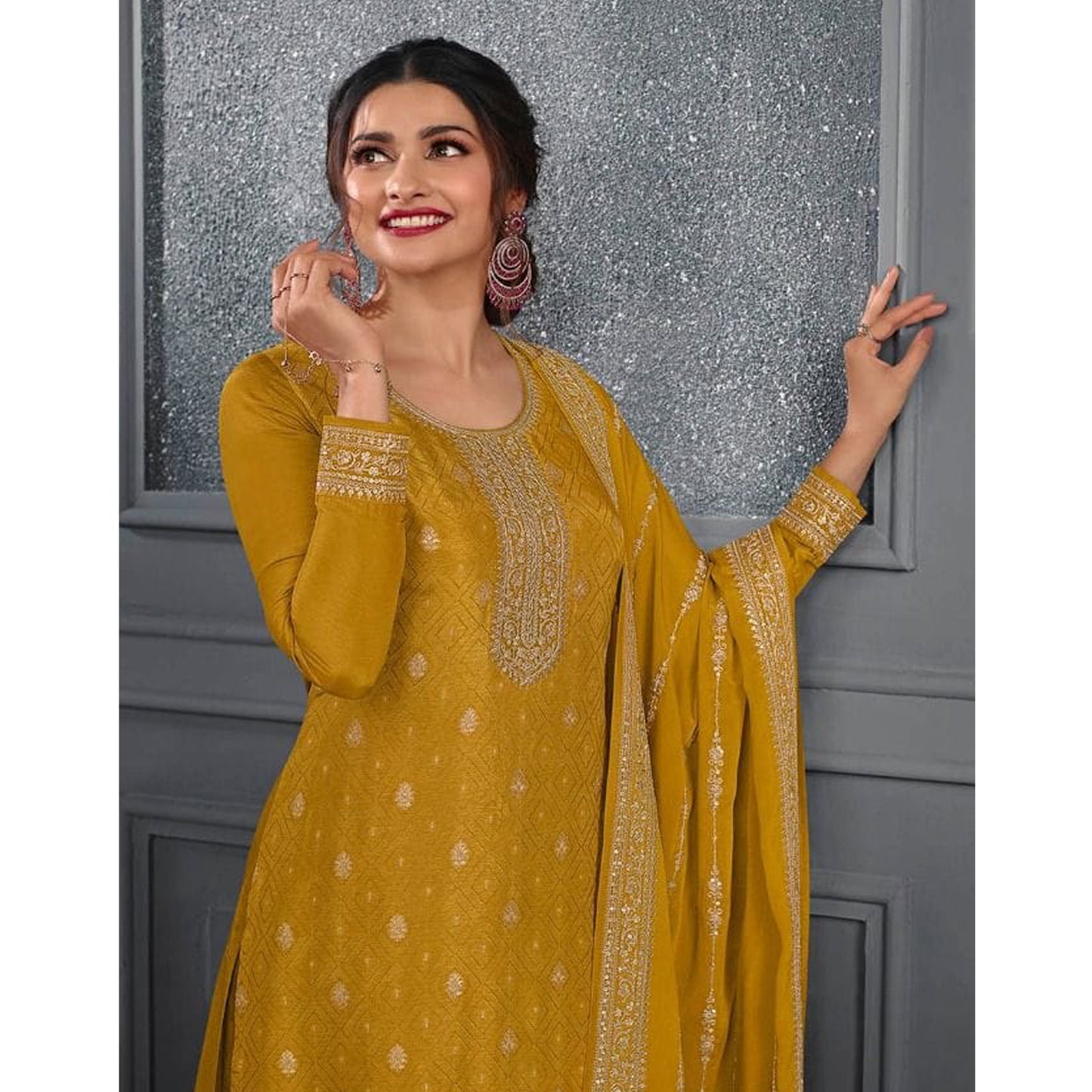 Indian Wedding Wear Georgette With Embroidery Work Salwar Kameez Plazzo Suit