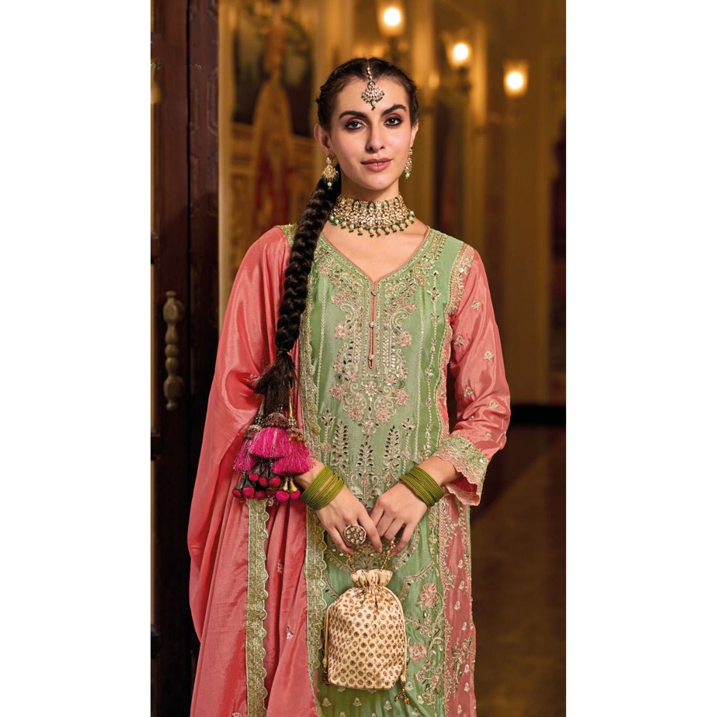 Eid Ramdan Wear Heavy Embroidery Work Stitched Designer Shalwar Kameez Plazzo Suits