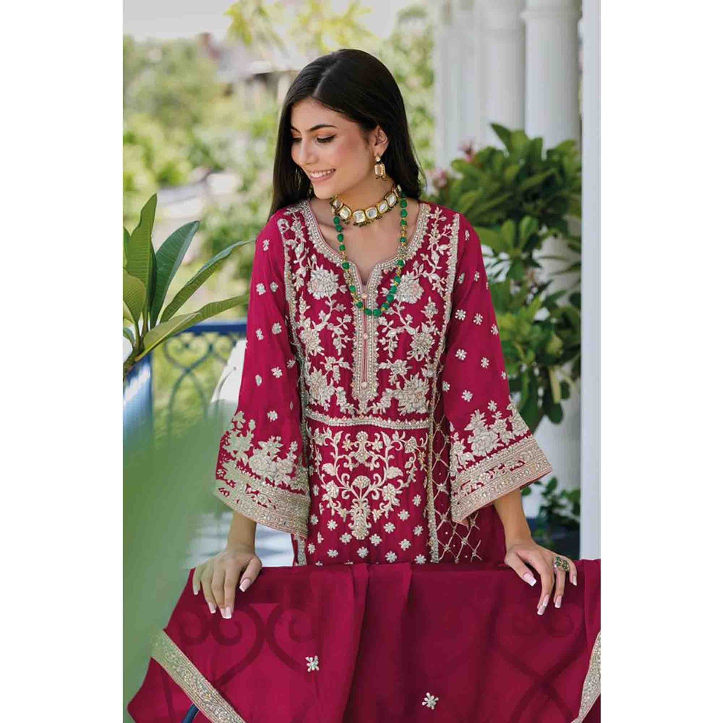 Eid Ramadan Party Wear & Thread Embroidery Worked Shalwar Kameez Pant Suits