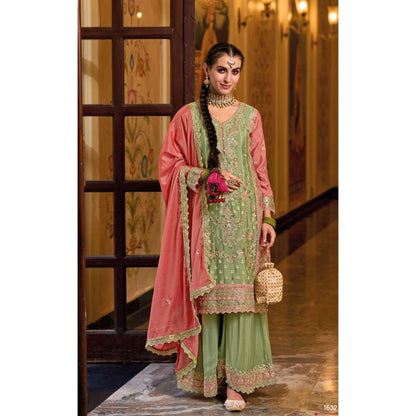 Eid Ramdan Wear Heavy Embroidery Work Stitched Designer Shalwar Kameez Plazzo Suits