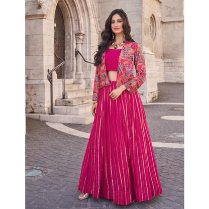 Indian Wedding Sangeet Function Wear Shrug Lehenga Suits Festival Wear Lehenga Outfits