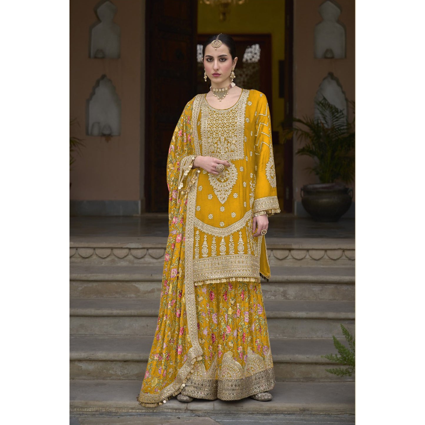 Heavy Embroidery Work With  Digital Print Festival Wear Salwar Kameez Plazzo Suits