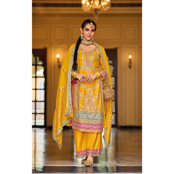 Eid Ramdan Wear Heavy Embroidery Work Stitched Designer Shalwar Kameez Plazzo Suits